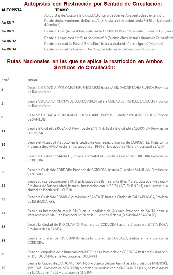 restricción camiones año nuevo