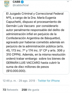 GERMAN VACCARO COMUNICADO