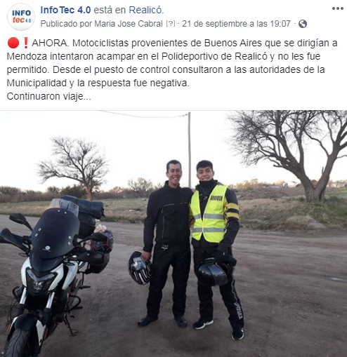 MOTOQUERO QUE NO DEJARON ACAMPAR FOTO 