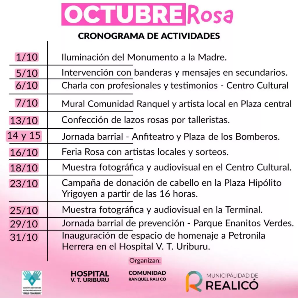 CRONOGRAMA OCTUBRE ROSA