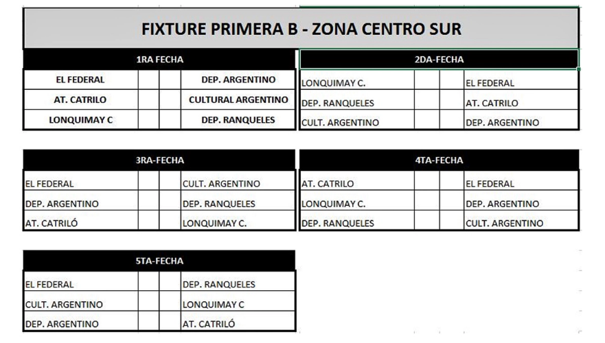 fixture primera B 2