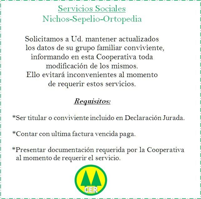 COOPERATIVA ELECTRICA COMUNICADO SERVICIOS