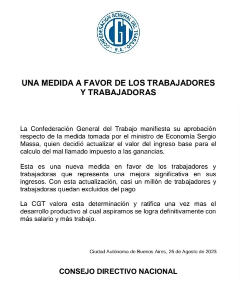 CGT comunicado