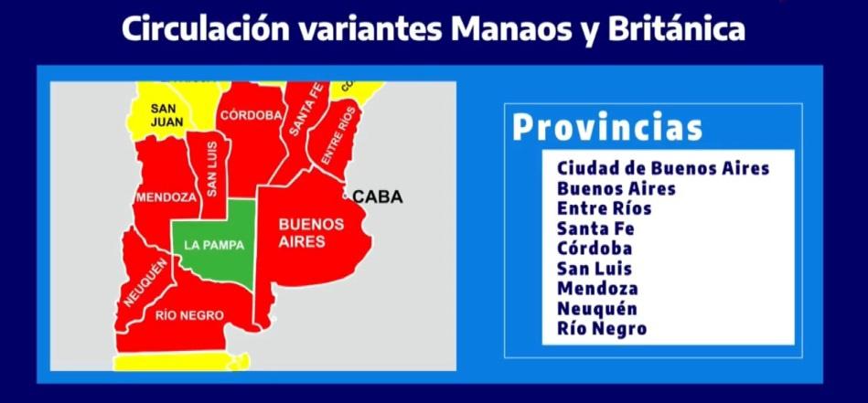 mapa de las cepas manaos y británica en rojo