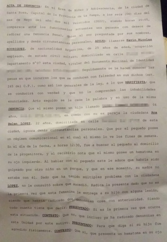 DENUNCIA NIÑO GOLPEADO