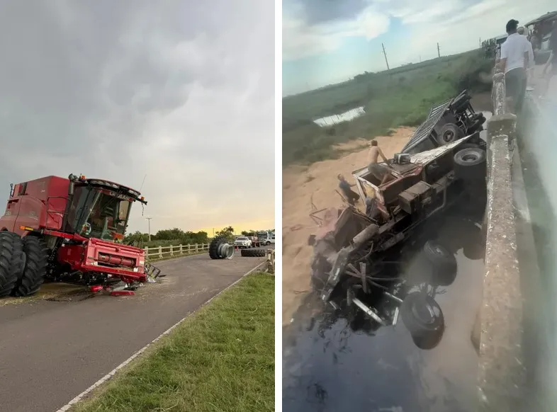 cosechadora camion puente