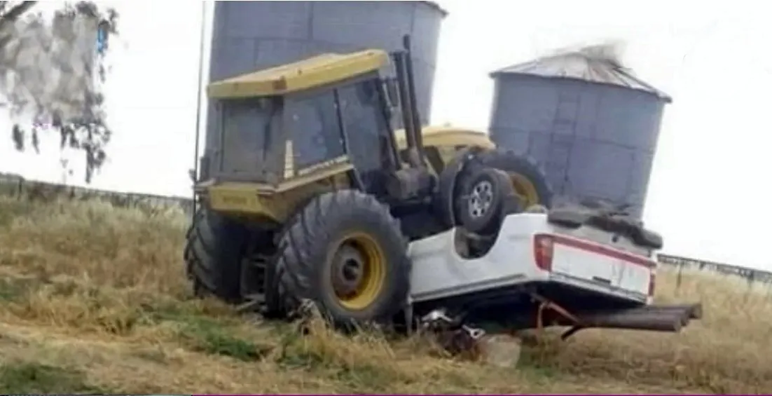 empleado embistio tractor patron
