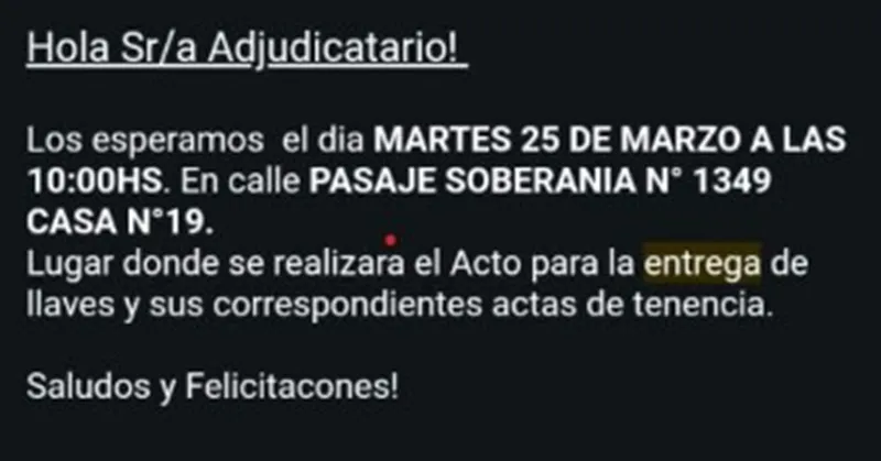viviendas entrega 25 de marzo