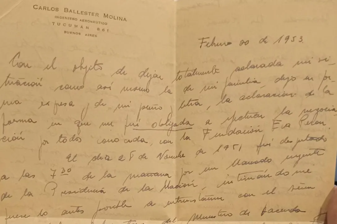 carta ballester molina eva peron