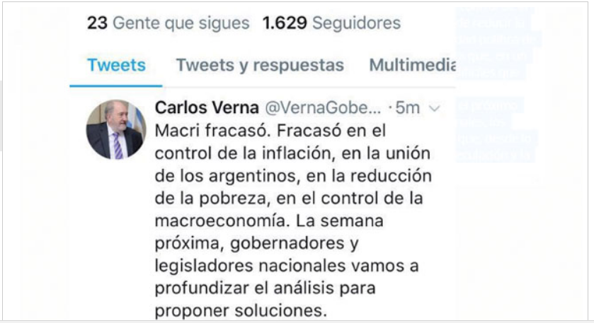 MACRI FRACASO TWIT DE VERNA