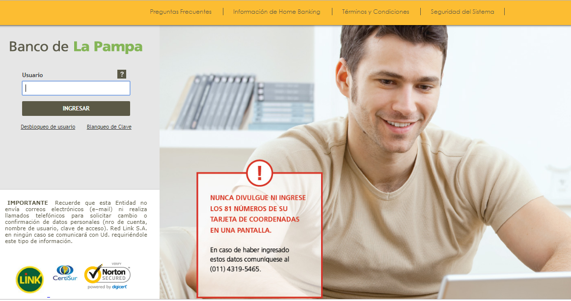 BANCO DE LA PAMPA - INGRESO HOME BANKING
